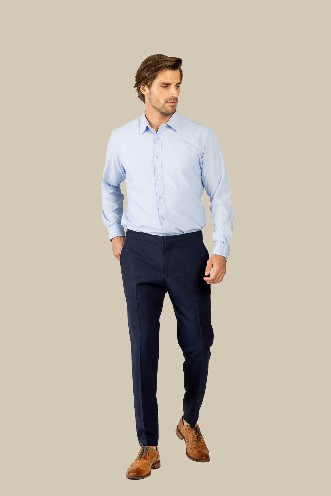 Light Blue Blazer Light Blue Dress Shirt Khaki Pants Suede Ankle Boots  White Belt - Men's Fashion For Less