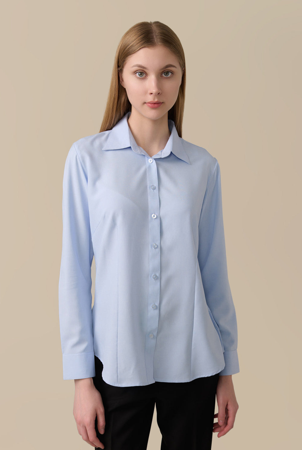 Coffee Dress Shirt for Women Light Blue Elemental Apparel